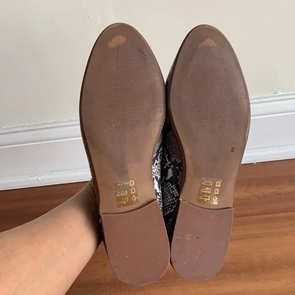Madewell The Alex Snake Embossed Leather Loafer Black White 9.5 Business Office